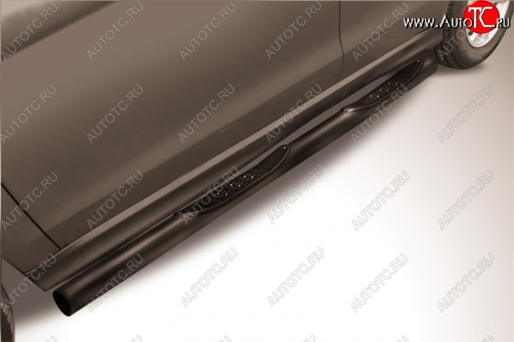 12 399 р. Защита порогов из трубы d76 Slitkoff (с поступями) Mitsubishi ASX 1-ый рестайлинг (2013-2016) (Цвет: серебристый)  с доставкой в г. Керчь