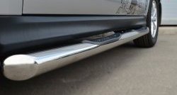 83 999 р. Защита порогов с пластиковыми вставками для ног из круглой трубы диаметром 76 мм Russtal Mitsubishi ASX 1-ый рестайлинг (2013-2016) (Защита порогов с со скосами на торцах (вариант 1))  с доставкой в г. Керчь. Увеличить фотографию 3