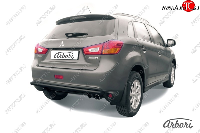 6 029 р. Защита заднего бампера Arbori (черная, 1 труба d57 mm). Mitsubishi ASX 1-ый рестайлинг (2013-2016)  с доставкой в г. Керчь