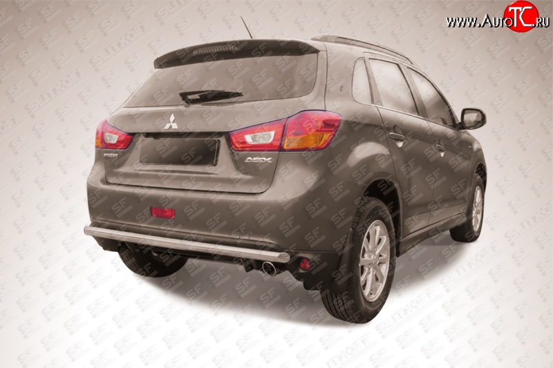 11 599 р. Защита заднего бампера из длинной трубы диаметром 57 мм Slitkoff  Mitsubishi ASX (2013-2016) 1-ый рестайлинг (Нержавейка, Полированная)  с доставкой в г. Керчь