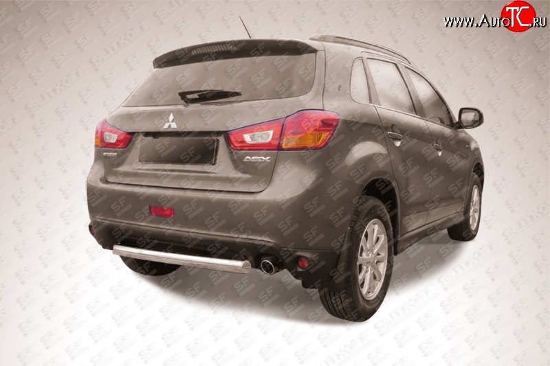 11 599 р. Защита заднего бампера из короткой трубы диаметром 76 мм Slitkoff Mitsubishi ASX 1-ый рестайлинг (2013-2016) (Нержавейка, Полированная)  с доставкой в г. Керчь