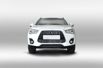 Декоративный элемент воздухозаборника Souz96 нержавеющая сталь Mitsubishi ASX 1-ый рестайлинг (2013-2016) (Хром 10 мм)