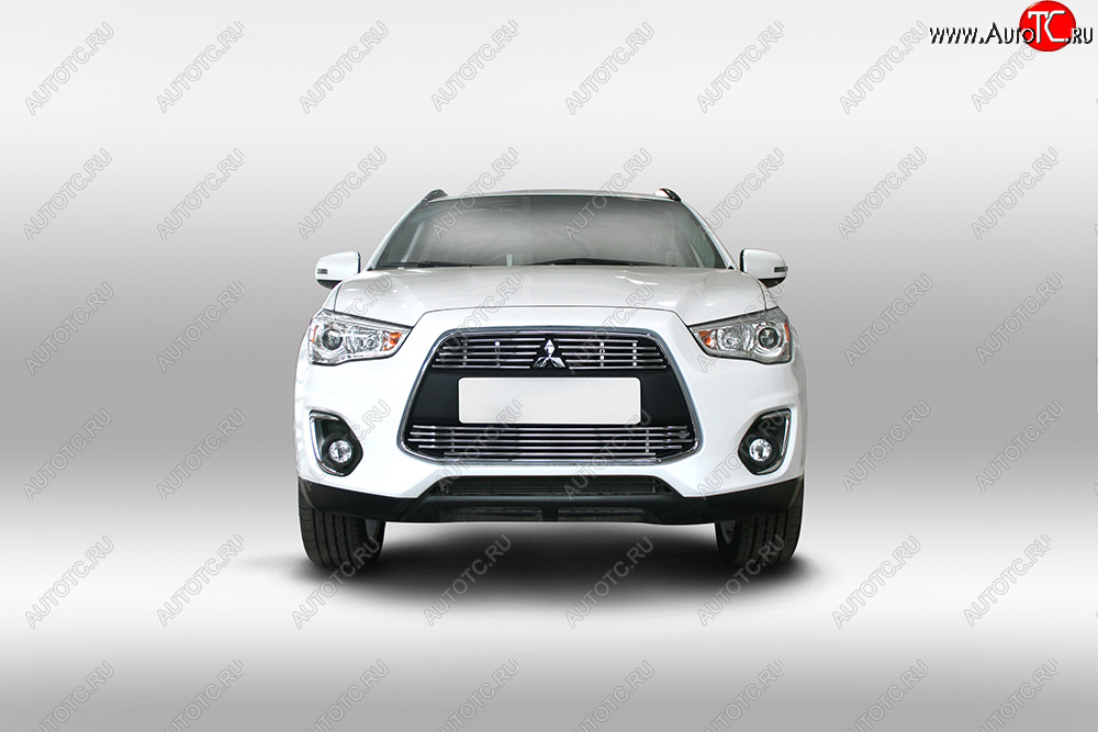 206 р. Декоративный элемент воздухозаборника Souz96 нержавеющая сталь Mitsubishi ASX 1-ый рестайлинг (2013-2016) (Хром 10 мм)  с доставкой в г. Керчь