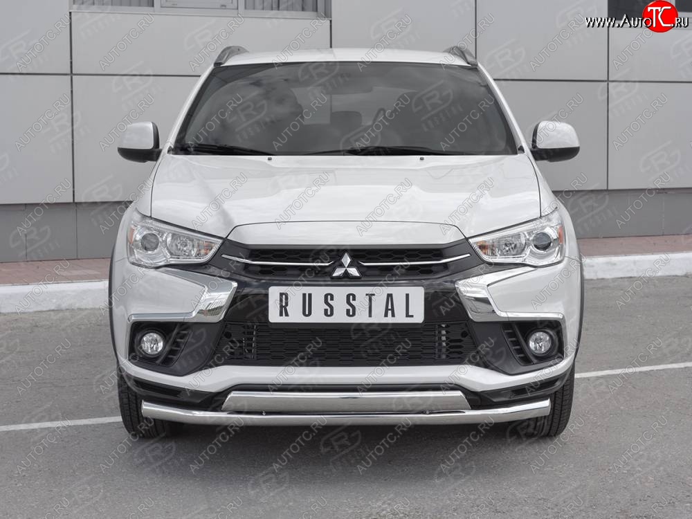 15 849 р. Защита переднего бампера (2 трубы Ø63 и 75х42 мм, нержавейка) Russtal Mitsubishi ASX 2-ой рестайлинг (2017-2020)  с доставкой в г. Керчь