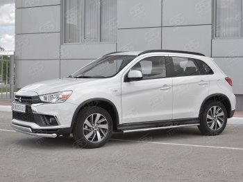 15 849 р. Защита переднего бампера (2 трубы Ø63 и 75х42 мм, нержавейка) Russtal Mitsubishi ASX 2-ой рестайлинг (2017-2020)  с доставкой в г. Керчь. Увеличить фотографию 2