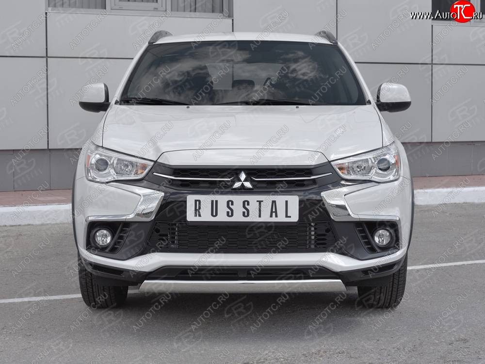 11 599 р. Защита переднего бампера (Ø75x42 мм, нержавейка) Russtal Mitsubishi ASX 2-ой рестайлинг (2017-2020)  с доставкой в г. Керчь
