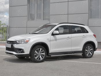 11 599 р. Защита переднего бампера (Ø75x42 мм, нержавейка) Russtal Mitsubishi ASX 2-ой рестайлинг (2017-2020)  с доставкой в г. Керчь. Увеличить фотографию 2