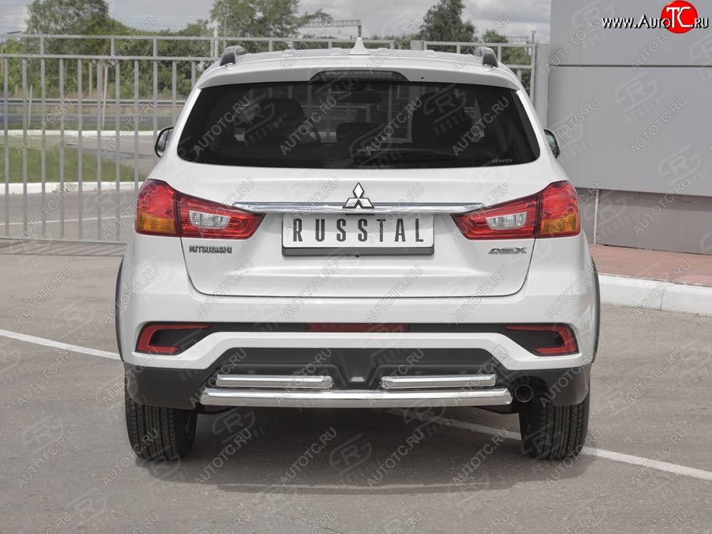 16 699 р. Защита заднего бампера (Ø63/2 по 42 мм, нержавейка) SLITKOFF Mitsubishi ASX 2-ой рестайлинг (2017-2020)  с доставкой в г. Керчь