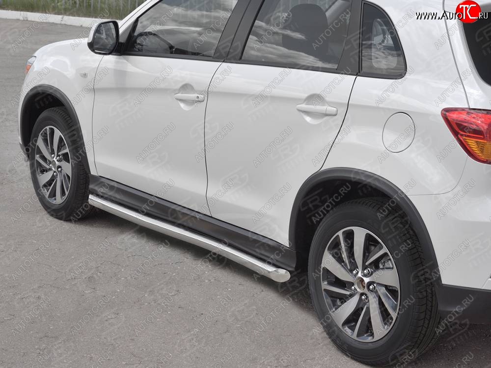 19 999 р. Защита порогов (Ø63 мм, нержавейка) SLITKOFF Mitsubishi ASX 2-ой рестайлинг (2017-2020) (Металлические торцы под 45°)  с доставкой в г. Керчь