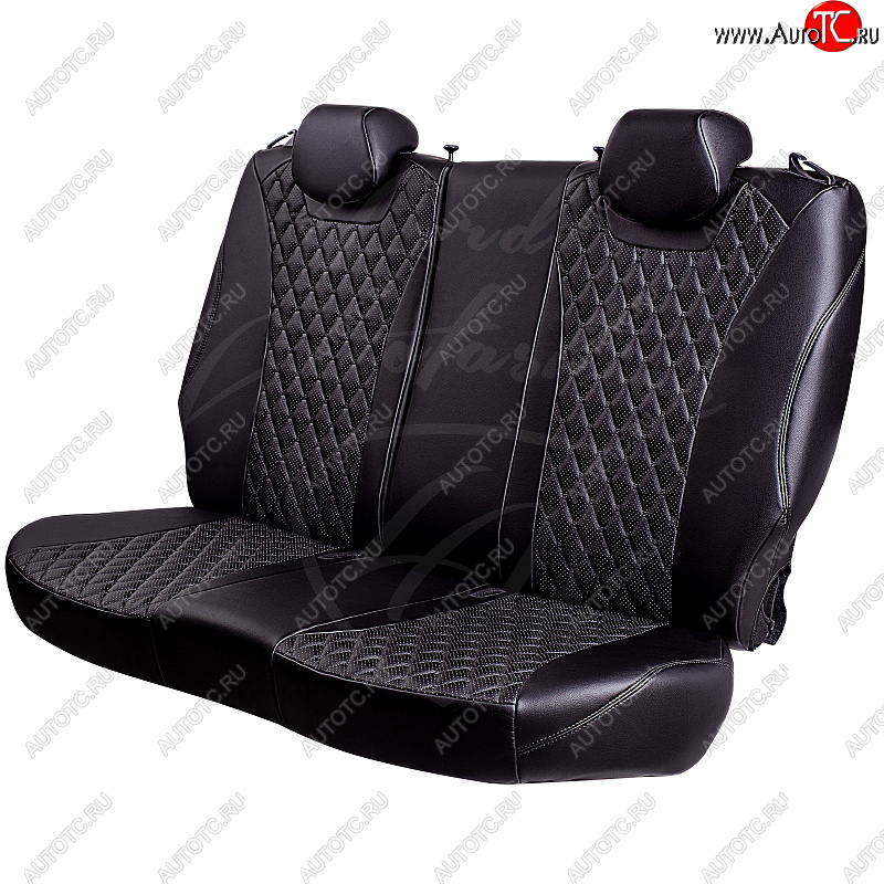 19 649 р. Чехлы для сидений Lord Autofashion Байрон (экокожа, раздельная спинка, 3 Г-образных подголовника)  Mitsubishi ASX (2010-2020) дорестайлинг, 1-ый рестайлинг, 2-ой рестайлинг (Черный, вставка черная, строчка черная)  с доставкой в г. Керчь