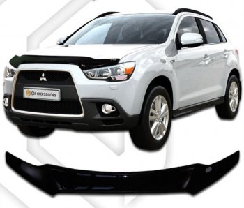 1 999 р. Дефлектор капота CA-Plastic Mitsubishi ASX 2-ой рестайлинг (2017-2020) (серия Classic черный)  с доставкой в г. Керчь. Увеличить фотографию 2