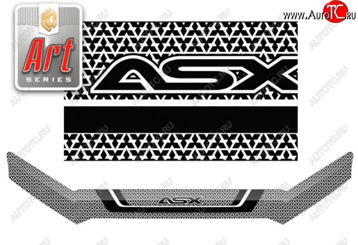 2 199 р. Дефлектор капота CA-Plastiс  Mitsubishi ASX (2010-2020) дорестайлинг, 1-ый рестайлинг, 2-ой рестайлинг (Серия Art белая)  с доставкой в г. Керчь
