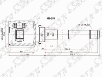 Шрус (внутренний/правый) SAT (36*30*50 мм) Mitsubishi Outlander XL (CW)  рестайлинг (2010-2013)