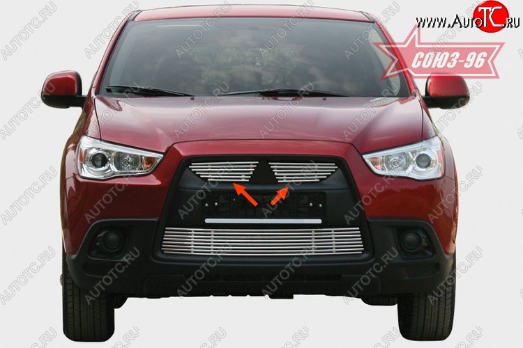 3 959 р. Декоративные элементы решетки радиатора Souz-96 (d10) Mitsubishi ASX дорестайлинг (2010-2012)  с доставкой в г. Керчь