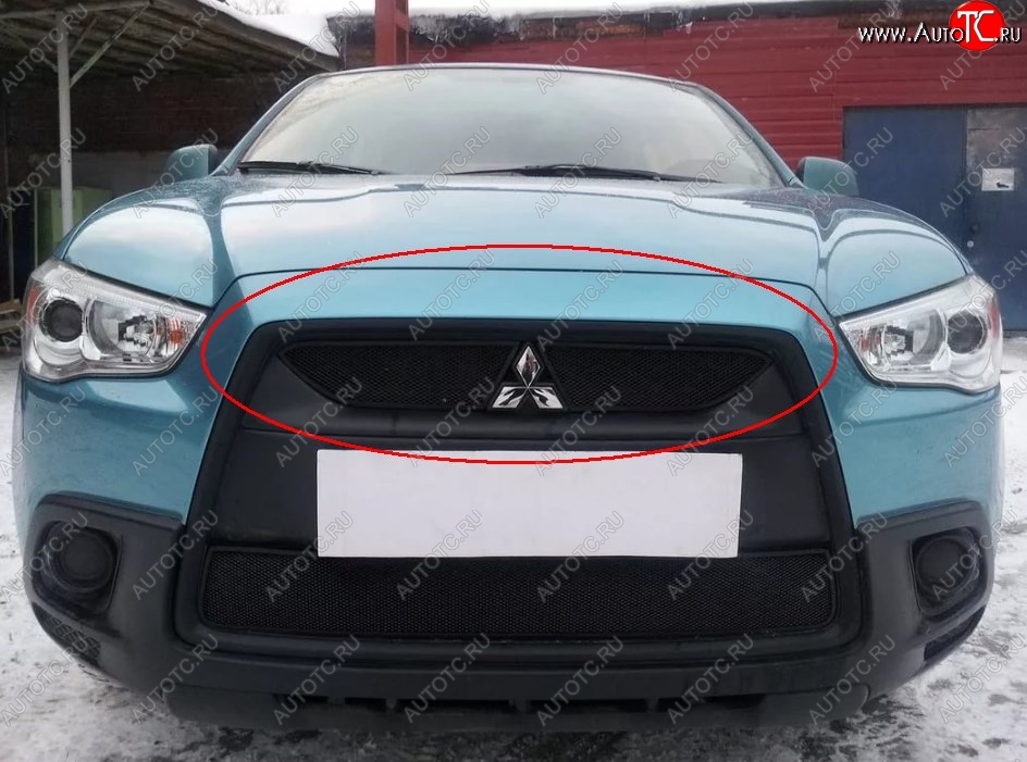 3 799 р. Защитная решётка в воздуховод автомобиля Russtal (черная) Mitsubishi ASX дорестайлинг (2010-2012)  с доставкой в г. Керчь