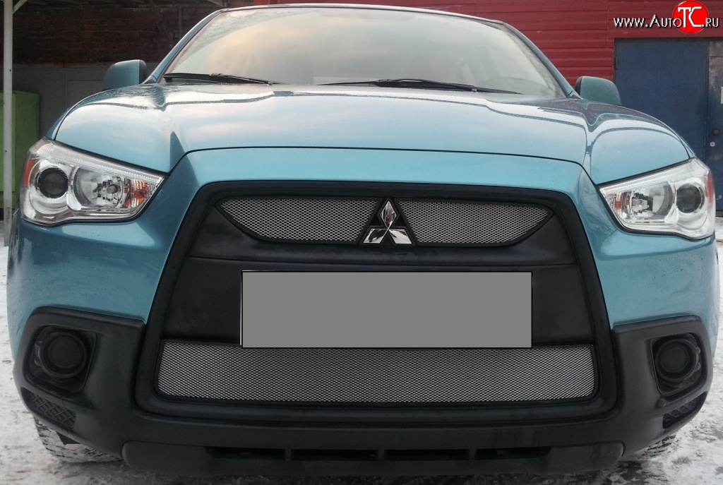 4 049 р. Сетка на бампер Allest (матовый хром) Mitsubishi ASX дорестайлинг (2010-2012)  с доставкой в г. Керчь