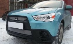 4 049 р. Сетка на бампер Allest (матовый хром) Mitsubishi ASX дорестайлинг (2010-2012)  с доставкой в г. Керчь. Увеличить фотографию 3