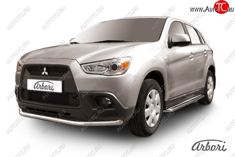 13 319 р. Защита переднего бампера Arbori (нержавейка, 1 труба d57 mm). Mitsubishi ASX дорестайлинг (2010-2012)  с доставкой в г. Керчь