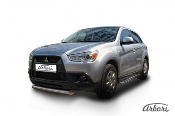 14 219 р. Защита переднего бампера Arbori (короткая, нержавейка, 1 труба d76 mm). Mitsubishi ASX дорестайлинг (2010-2012)  с доставкой в г. Керчь. Увеличить фотографию 2
