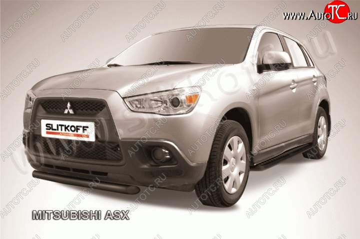 8 849 р. Защита переднего бампера из труб d57 Slitkoff Mitsubishi ASX дорестайлинг (2010-2012) (Цвет: серебристый)  с доставкой в г. Керчь