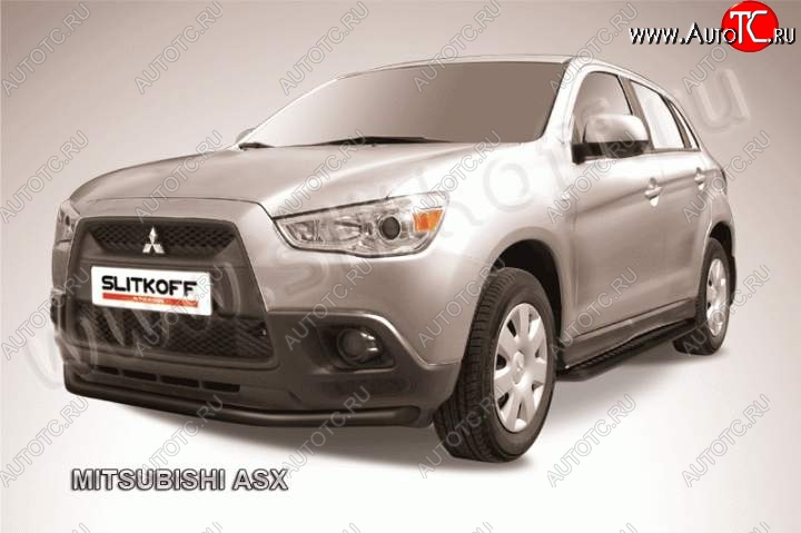 9 449 р. Защита переднего бампера из трубы d57 Slitkoff  Mitsubishi ASX (2010-2012) дорестайлинг (Цвет: серебристый)  с доставкой в г. Керчь