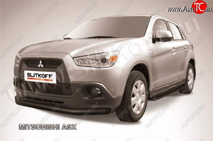 10 399 р. Защита переднего бампера из трубы d76 Slitkoff Mitsubishi ASX дорестайлинг (2010-2012) (Цвет: серебристый)  с доставкой в г. Керчь