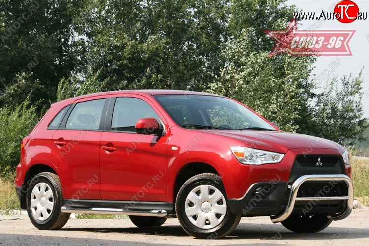 10 934 р. Защита переднего бампера Souz-96 (d76) Mitsubishi ASX дорестайлинг (2010-2012)  с доставкой в г. Керчь