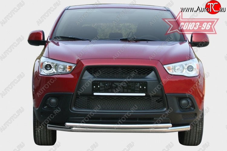 12 869 р. Защита переднего бампера двойная Souz-96 (d60/42) Mitsubishi ASX дорестайлинг (2010-2012)  с доставкой в г. Керчь