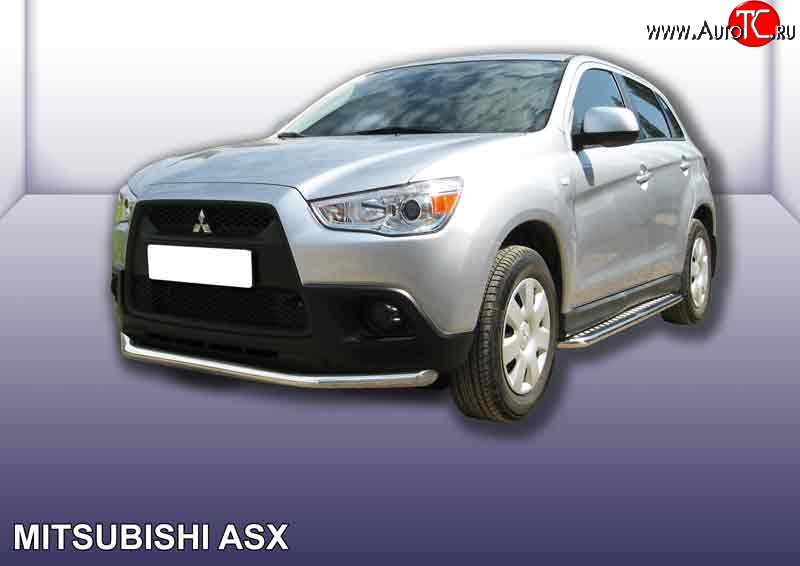 13 499 р. Одинарная защита переднего бампера из трубы диаметром 57 мм Slitkoff  Mitsubishi ASX (2010-2012) дорестайлинг (Нержавейка, Полированная)  с доставкой в г. Керчь