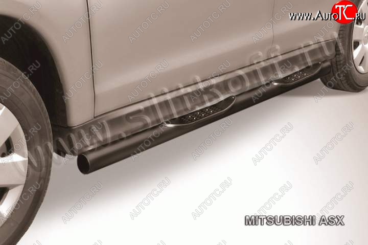 14 299 р. Защита порогов Slitkoff  Mitsubishi ASX (2010-2012) дорестайлинг (Цвет: серебристый)  с доставкой в г. Керчь