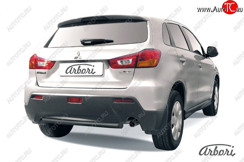 6 389 р. Защита заднего бампера Arbori (короткая, черная, 1 труба d57 mm). Mitsubishi ASX дорестайлинг (2010-2012)  с доставкой в г. Керчь