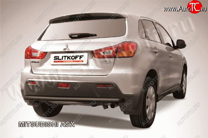 8 599 р. Защита заднего бампера из трубы d57 Slitkoff  Mitsubishi ASX (2010-2012) дорестайлинг (Цвет: серебристый)  с доставкой в г. Керчь