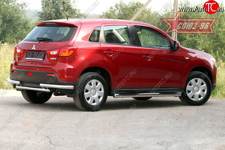 10 799 р. Защита заднего бампера Souz-96 (d60) Mitsubishi ASX дорестайлинг (2010-2012)  с доставкой в г. Керчь
