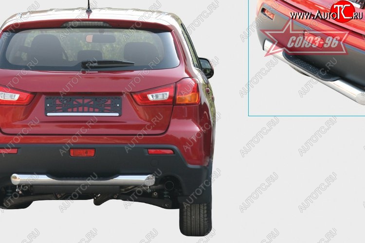 8 639 р. Защита заднего бампера с ступенью (d76) Souz-96 Mitsubishi ASX дорестайлинг (2010-2012)  с доставкой в г. Керчь