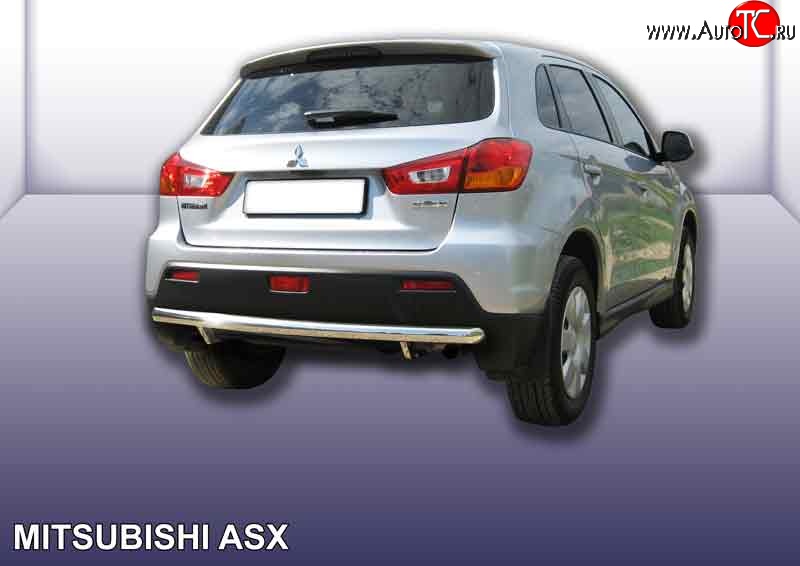 12 299 р. Защита заднего бампера из длинной трубы диаметром 57 мм Slitkoff Mitsubishi ASX дорестайлинг (2010-2012) (Нержавейка, Полированная)  с доставкой в г. Керчь