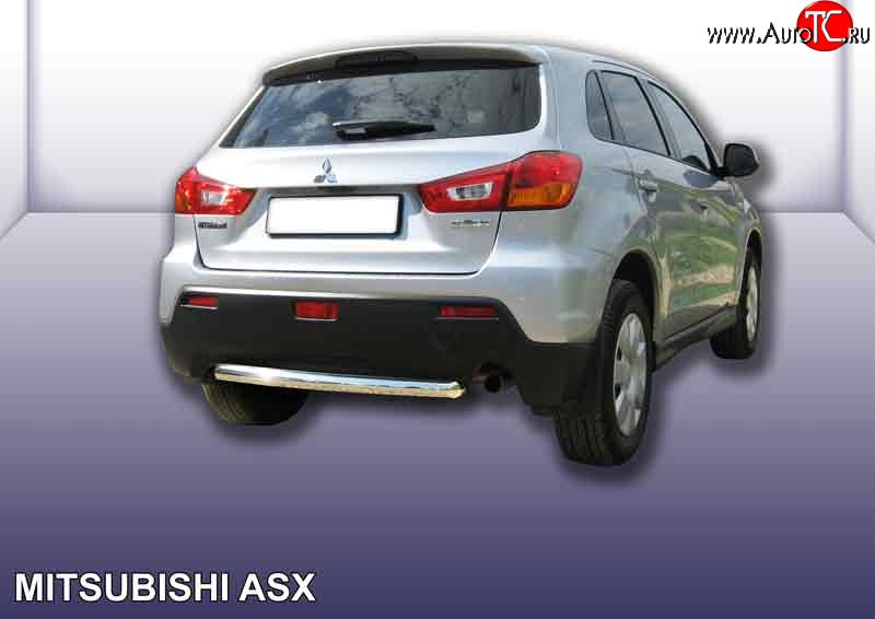 10 849 р. Защита заднего бампера из короткой трубы диаметром 57 мм Slitkoff Mitsubishi ASX дорестайлинг (2010-2012) (Нержавейка, Полированная)  с доставкой в г. Керчь