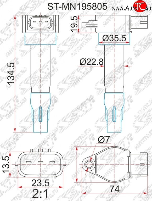 1 499 р. Катушка зажигания SAT  Mitsubishi ASX - Lancer  10 CY  с доставкой в г. Керчь
