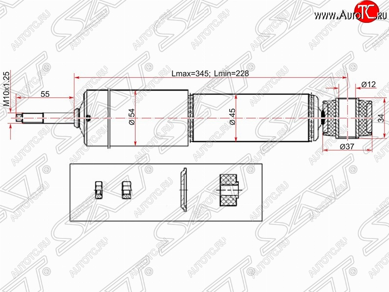 1 699 р. Амортизатор задний SAT Mitsubishi Montero Sport PA дорестайлинг (1996-2000)  с доставкой в г. Керчь
