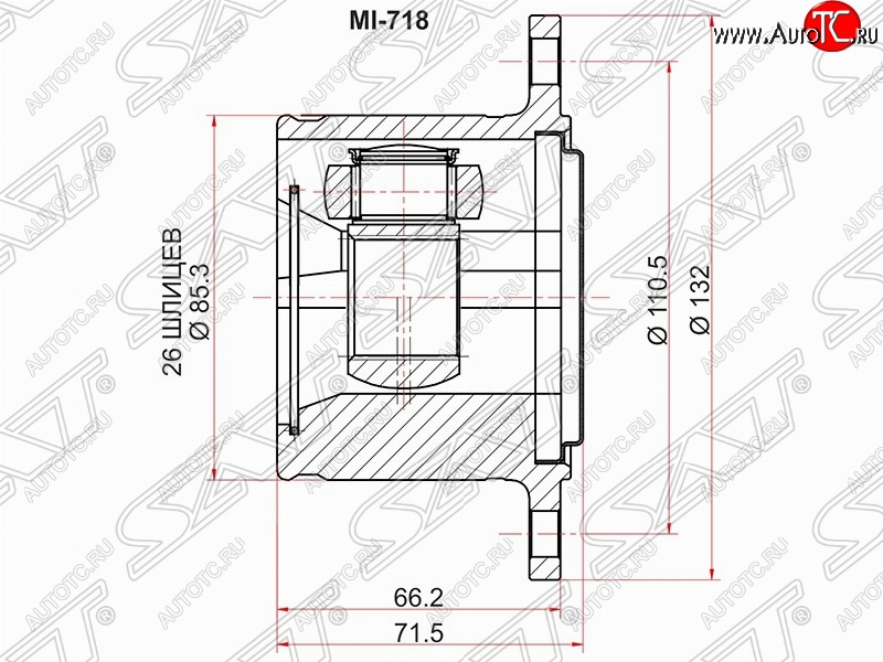 3 599 р. Шрус (внутренний/правый) SAT (26*110.5 мм)  Mitsubishi Challenger  K9-W - Pajero Sport  PA  с доставкой в г. Керчь