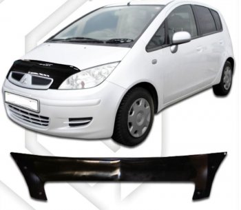 2 079 р. Дефлектор капота (правый руль) CA-Plastiс Mitsubishi Colt Z30 хэтчбэк 5 дв. дорестайлинг (2002-2009) (серия Classic черный)  с доставкой в г. Керчь. Увеличить фотографию 2