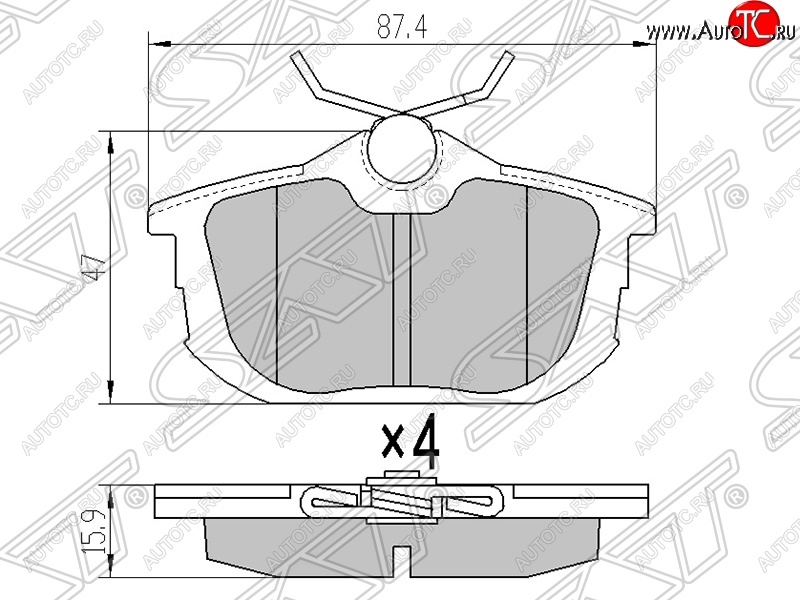 959 р. Колодки тормозные SAT (задние)  Mitsubishi Colt ( Z20, Z30 хэтчбэк 3 дв.,  Z30) - Lancer  9 CS  с доставкой в г. Керчь