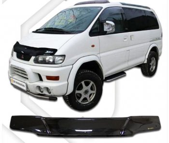 2 159 р. Дефлектор капота CA-Plastiс Mitsubishi Delica 4 рестайлинг (1997-2007) (серия Classic черный)  с доставкой в г. Керчь. Увеличить фотографию 2