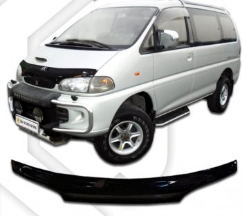 2 079 р. Дефлектор капота CA-Plastiс Mitsubishi Delica 4 дорестайлинг (1994-1997) (серия Classic черный)  с доставкой в г. Керчь. Увеличить фотографию 2