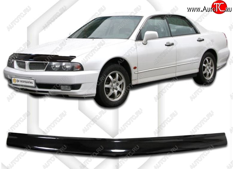 2 699 р. Дефлектор капота CA-Plastic Mitsubishi Diamante (1995-2005) (Classic черный, Без надписи)  с доставкой в г. Керчь