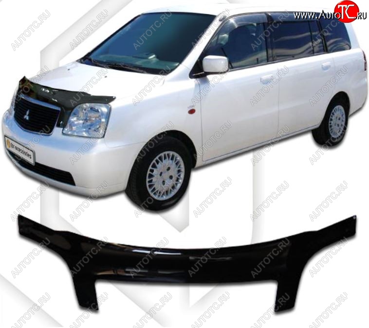 2 599 р. Дефлектор капота CA-Plastiс exclusive Mitsubishi Dion CR6W,CR9W дорестайлинг (2000-2002) (Classic черный, Без надписи)  с доставкой в г. Керчь