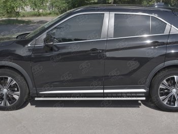 16 649 р. Пороги труба 75х42 овал с проступью Russtal Mitsubishi Eclipse Cross GK дорестайлинг (2017-2021)  с доставкой в г. Керчь. Увеличить фотографию 2