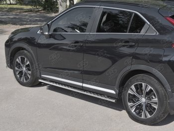 16 649 р. Пороги труба 75х42 овал с проступью Russtal Mitsubishi Eclipse Cross GK дорестайлинг (2017-2021)  с доставкой в г. Керчь. Увеличить фотографию 3