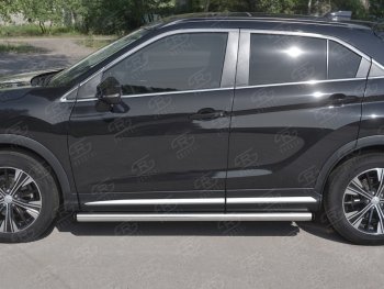 70 999 р. Пороги труба d63 Russtal Mitsubishi Eclipse Cross GK дорестайлинг (2017-2021) (Скошенные края)  с доставкой в г. Керчь. Увеличить фотографию 2