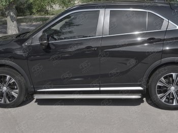 13 399 р. Пороги труба d42 с листом Russtal Mitsubishi Eclipse Cross GK дорестайлинг (2017-2021) (Лист алюм, проф. нерж)  с доставкой в г. Керчь. Увеличить фотографию 2