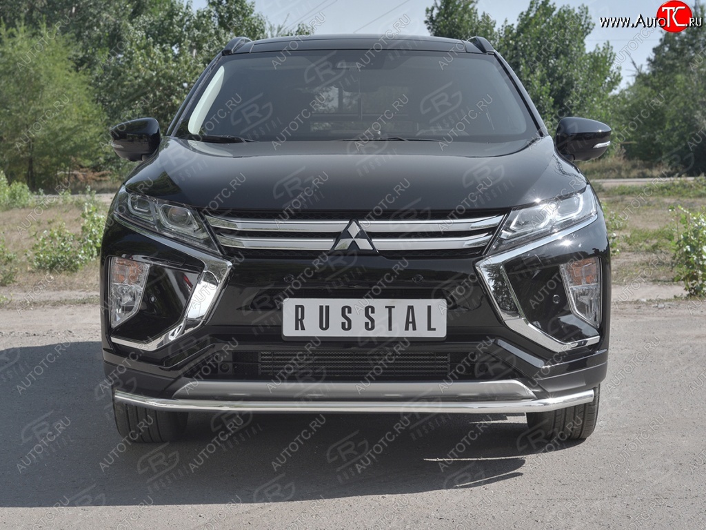 14 999 р. Защита переднего бампера (Ø42 мм, нержавейка) SLITKOFF  Mitsubishi Eclipse Cross  GK (2017-2021) дорестайлинг  с доставкой в г. Керчь